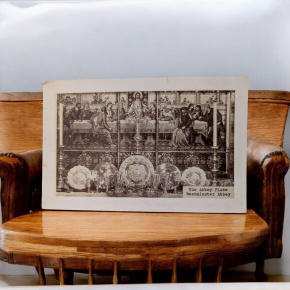 The Abbey Plate Greetings From Westminster Abbey Brown White Last Supper 1900's - Picture 1 of 4